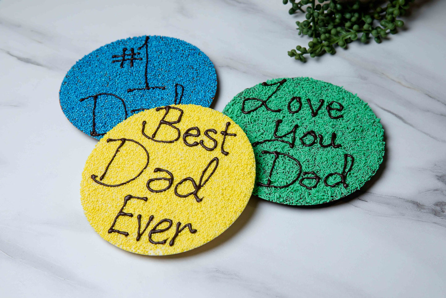 Big Father's Day Freckle Button - Yellow Freckles with White Chocolate