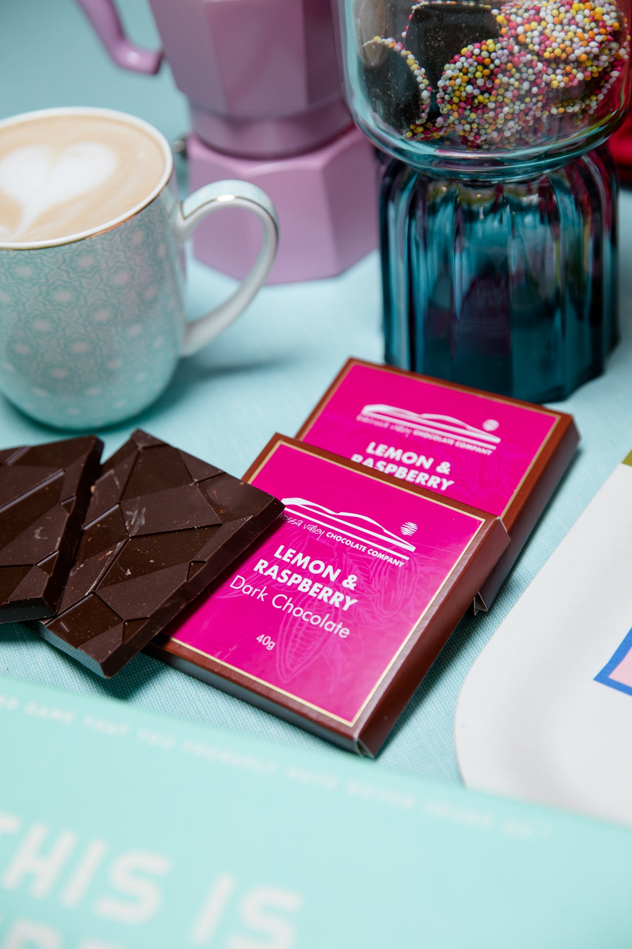 Dark Chocolate with Lemon & Raspberry 40g Block