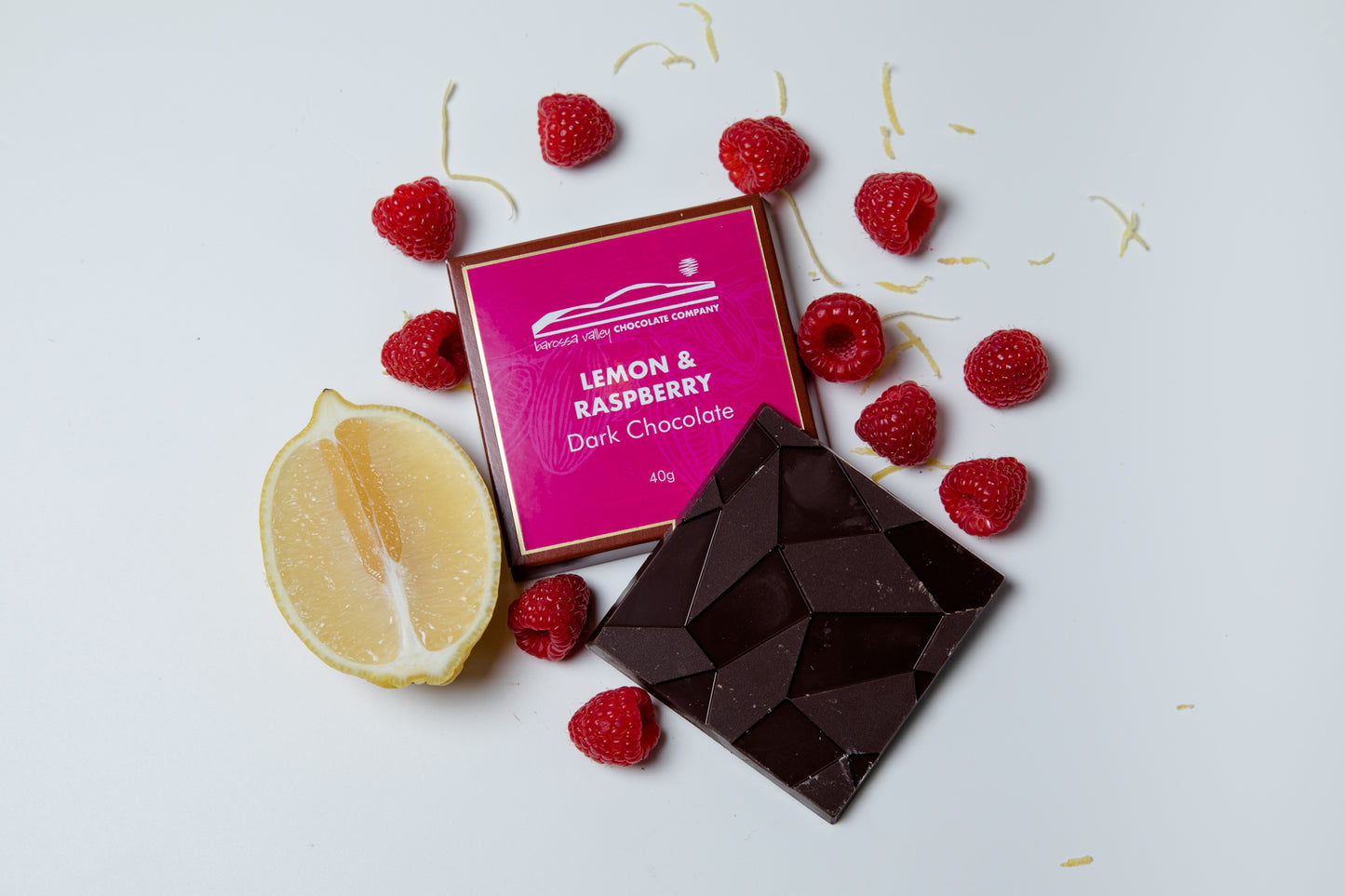 Dark Chocolate with Lemon & Raspberry 40g Block