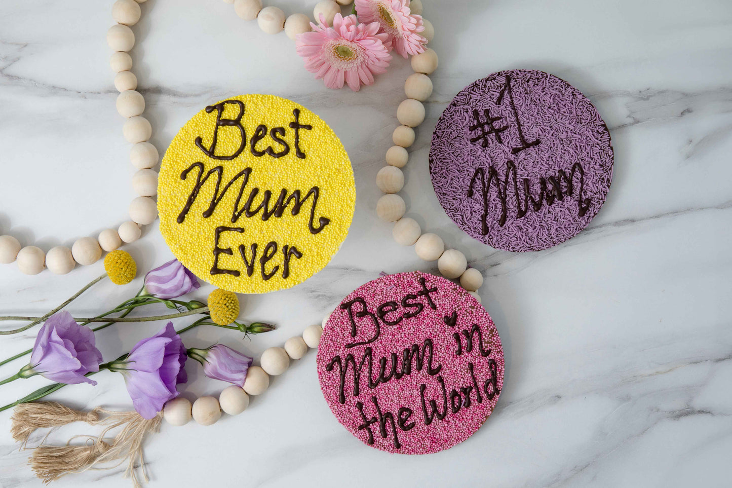 Giant Mother's Day Freckle Button - Yellow Freckles with White Chocolate