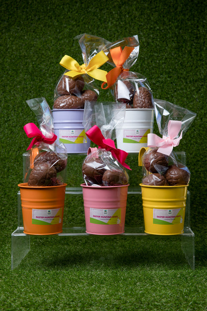 Small Hollow Easter Eggs in Hanging Bucket MC